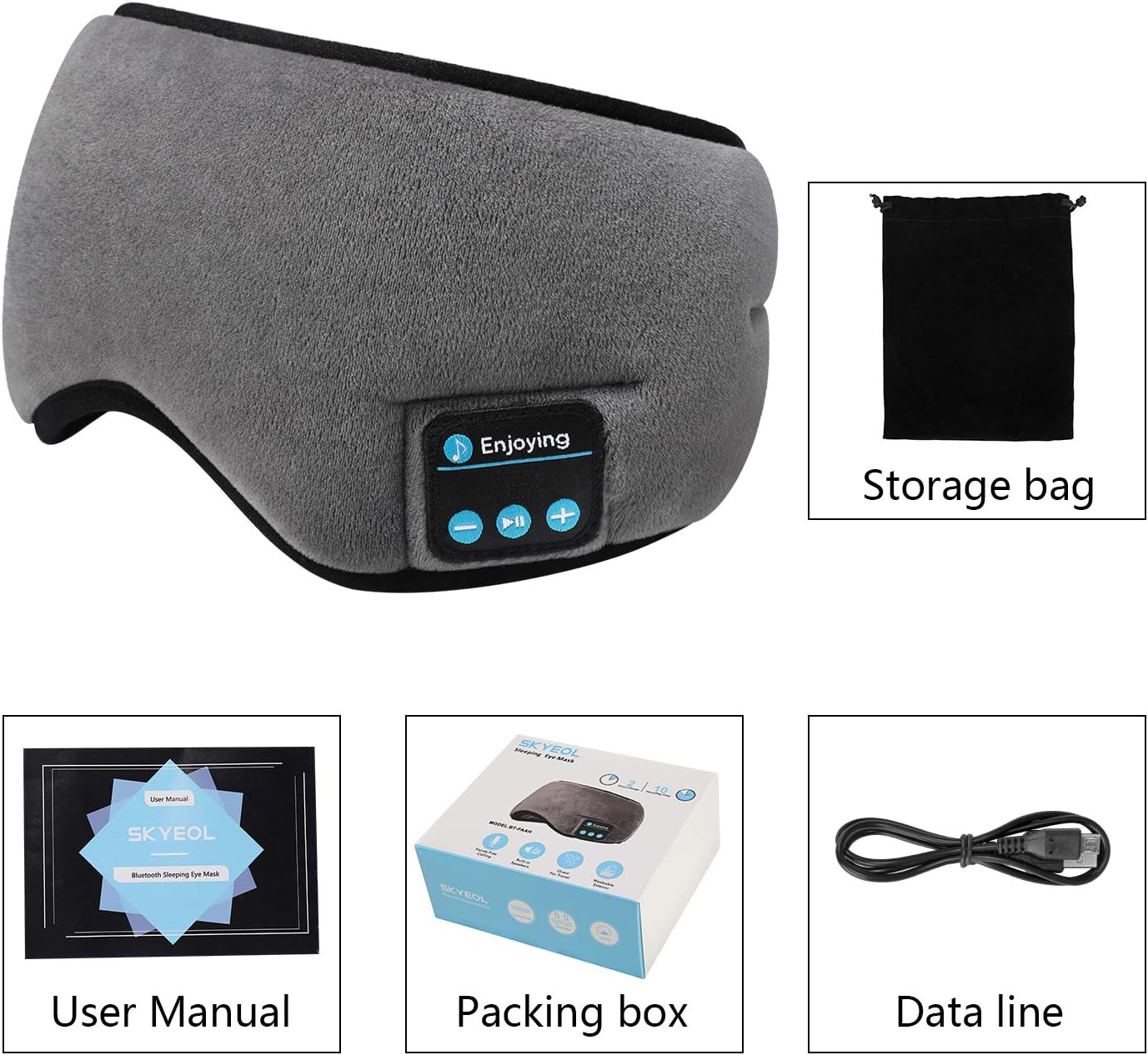 Antifaz con Bluetooth: música relajante, llamadas y micrófono integrado